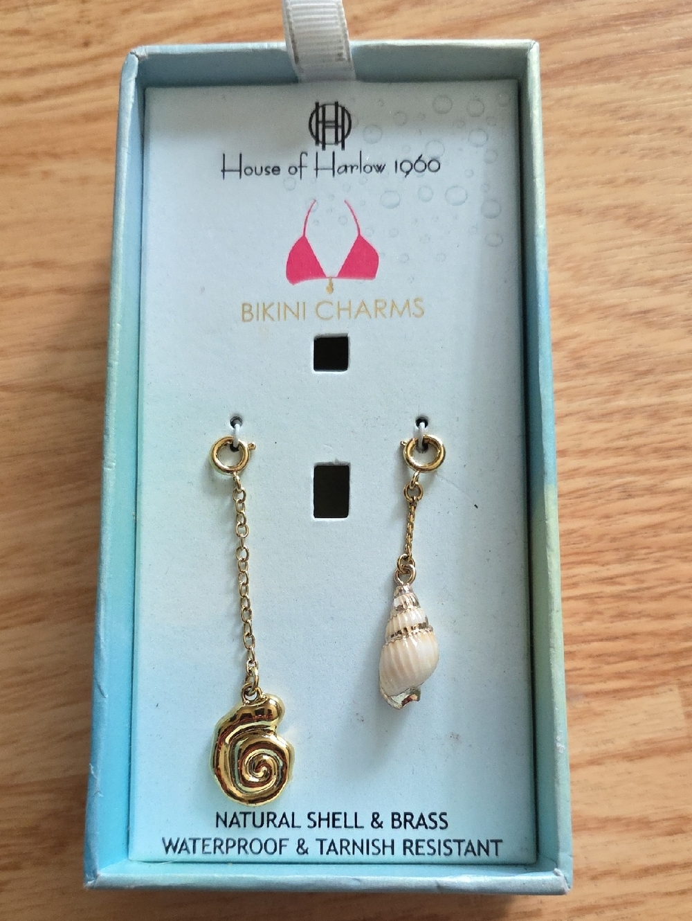 House of Harlow 1960 Gold & Cream Shell Drop Bikini Charms